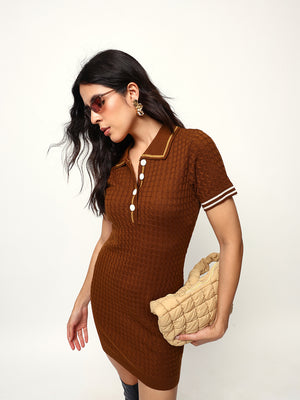 Solid Half Sleeves Spread Collar Shirt Dress