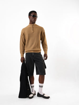 Men's Solid Regular Relaxed Fit High Neck Full Sleeves Sweater