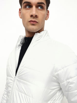 Mens Long-Sleeve Jacket - Lightweight Casual Winterwear  (White)