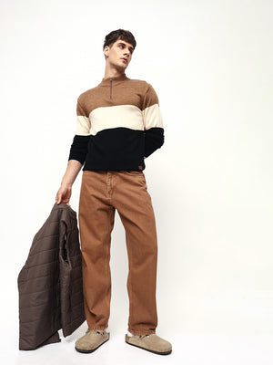 Men's Multi Color solid Mock Collar Full Sleeves Sweater