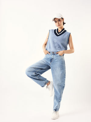 Women Balloon Fit High-Rise Light Fade Distressed Cotton Jeans - High Star x Dennis Lingo