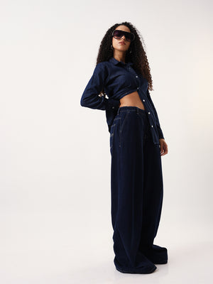 Women Comfort Wide Leg High-Rise Cotton Jeans - Hubberholme x Dennis Lingo
