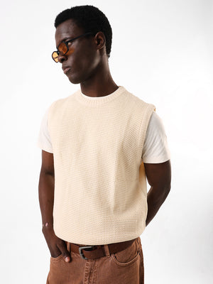 Men's Solid Regular Relaxed Fit Round Neck Sleeveless Sweater