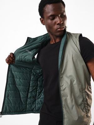 Men's Solid Mock Neck Sleeveless Reversible Gilet Jacket