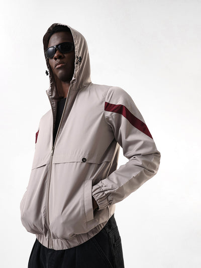 Men's Solid Hooded Full Sleeves Lightweight Open-Front Jacket
