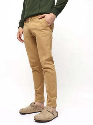 Men's Tapered Fit Cotton Chinos (Dark Khaki)