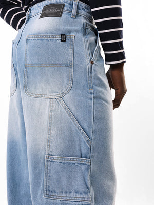 Men Comfort Straight Fit Mid-Rise Highly Distressed Light Fade Cotton Jeans - Hubberholme x Dennis Lingo