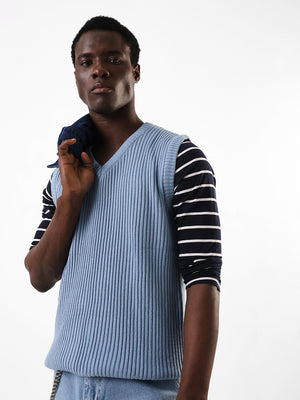 Men's Solid Regular Relaxed Fit V-Neck Sleevless Sweater