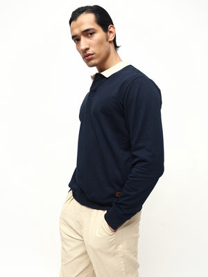 Men's Solid Spread Collar Full Sleeves Regular Fit Sweatshirt