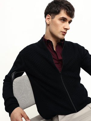 Men's Mock Regular Fit Solid Black Sweater