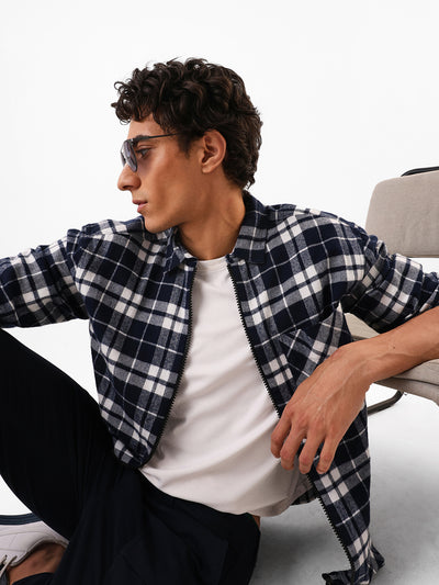 Men's Flannel Checks Spread Collar Relaxed Fit Casual Shirt