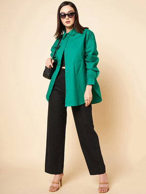 Women's Solid Spread Collar Oversized Fit Shirts- High Star X Dennis Lingo