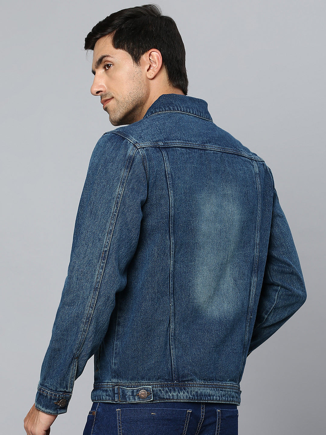 Men's Spread Collar Washed Solid Cotton Casual Denim Jacket - High Star x Dennis Lingo