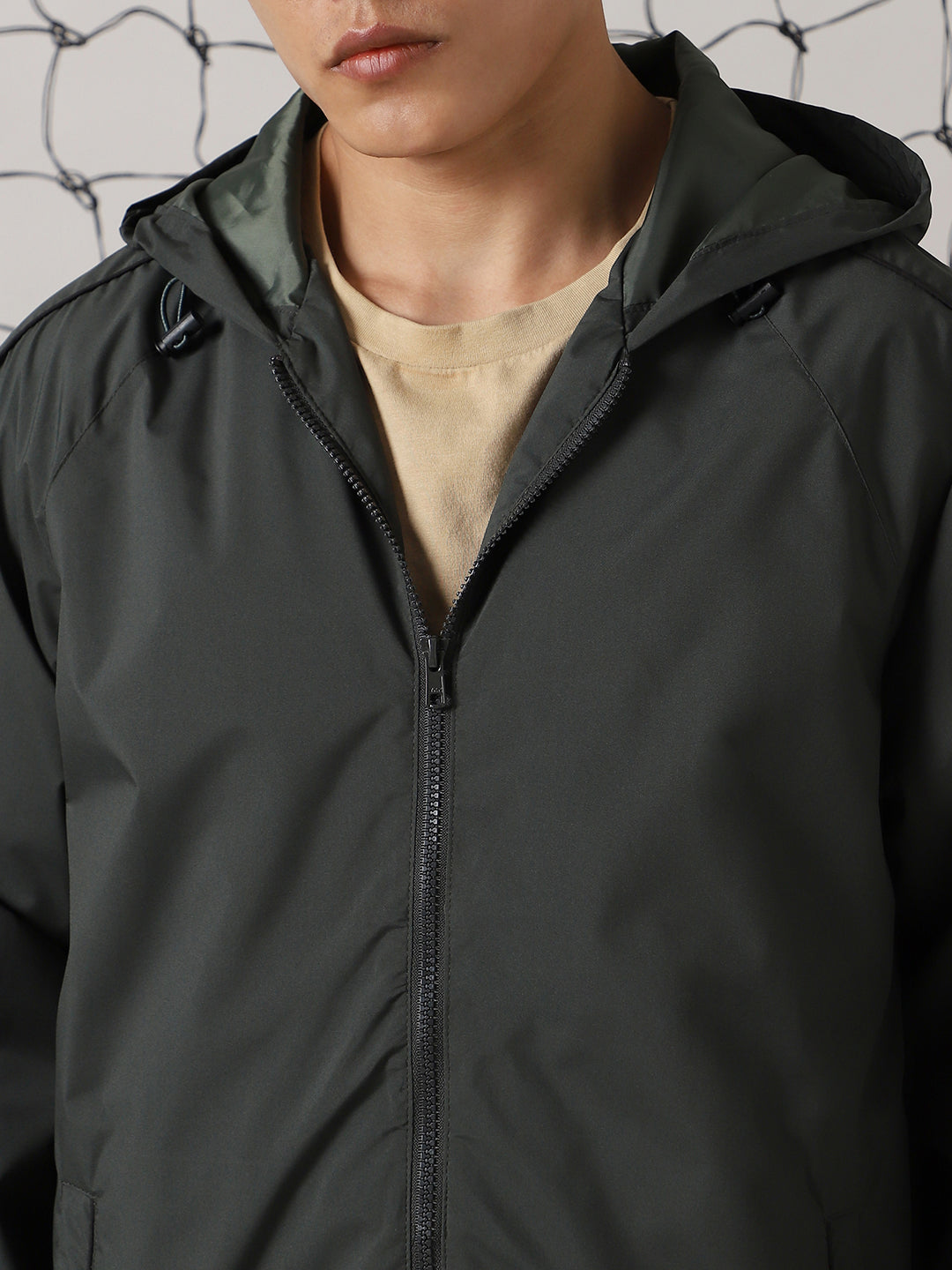 Men's Hooded Typography Printed Relaxed Fit Windcheater Jacket - Hubberholme x Dennis Lingo