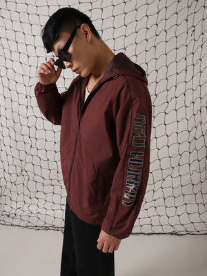 Men's Hooded Typography Printed Relaxed Fit Windcheater Jacket - Hubberholme x Dennis Lingo