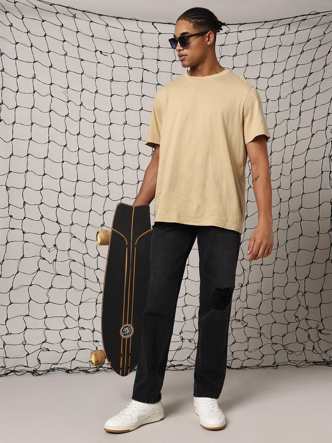 Men Pure Cotton Highly Distressed Relaxed Fit Light Fade Jeans - Hubberholme x Dennis Lingo