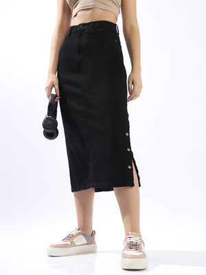 Straight Midi Denim Side Slit Skirts - Hubberholme x Dennis Lingo