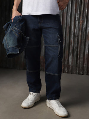 Men Relaxed Fit Light Fade Cargo Jeans - High Star x Dennis Lingo