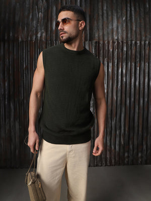 Men's Relaxed fit stractured sleevless vest Pullover