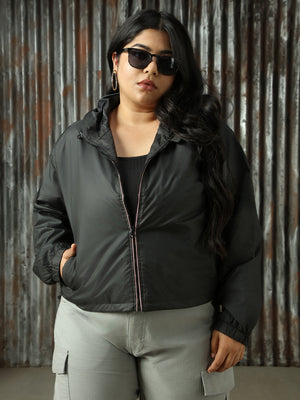 Women Lightweight Crop Light Winters Hooded Jacket