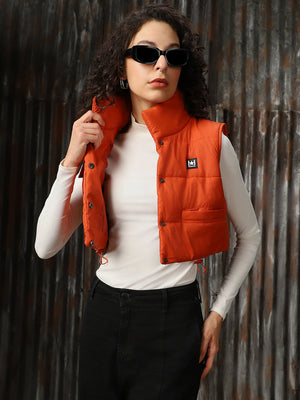 Women Mock Collar Solid Casual Padded Jacket