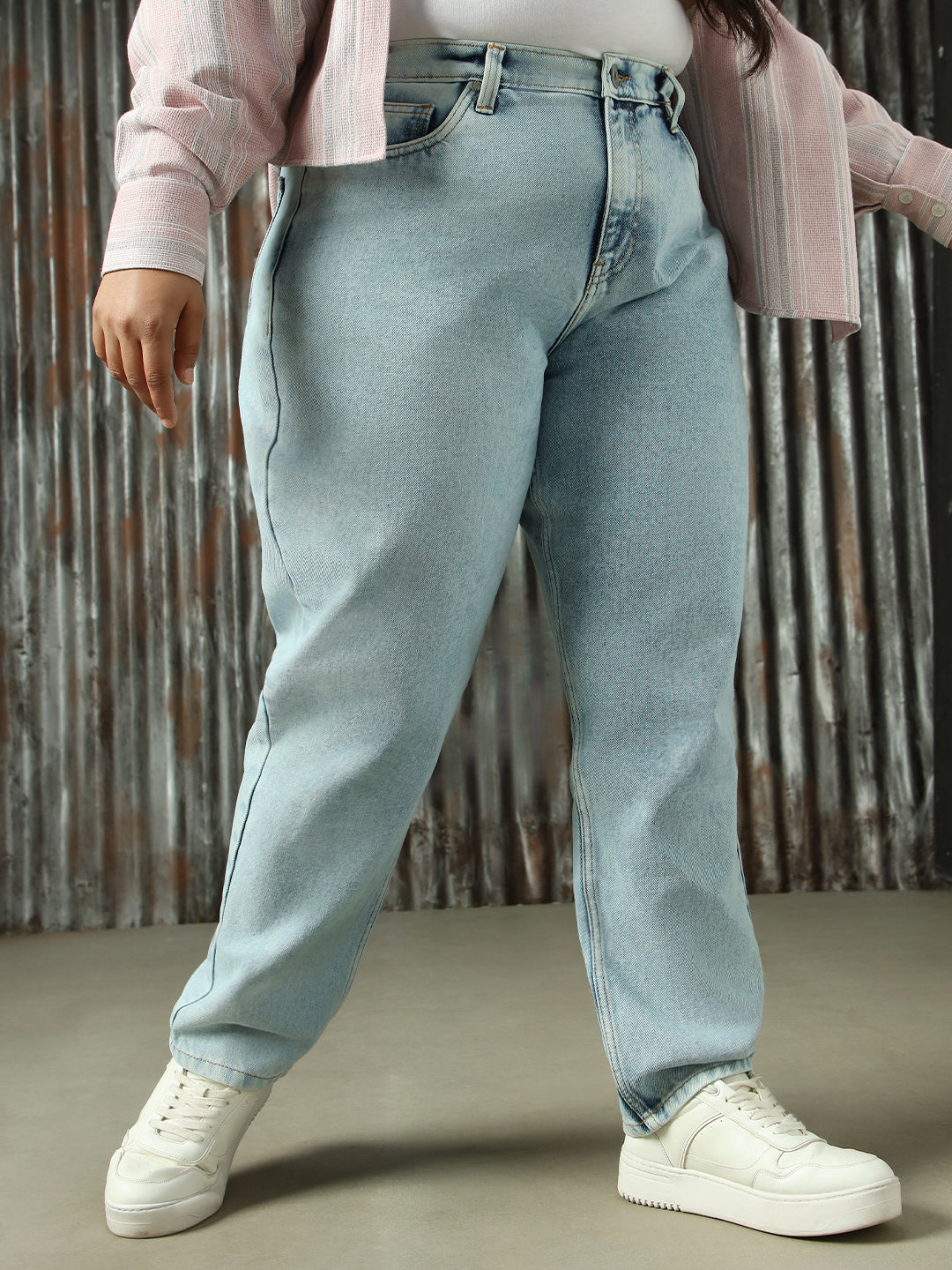 Women High-Rise Mom Fit Heavy Fade Back Elasticated Jeans - High Star x Dennis Lingo