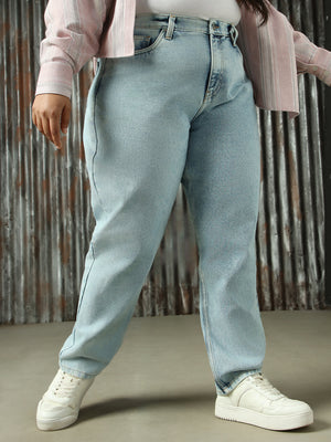 Women High-Rise Mom Fit Heavy Fade Back Elasticated Jeans - High Star x Dennis Lingo