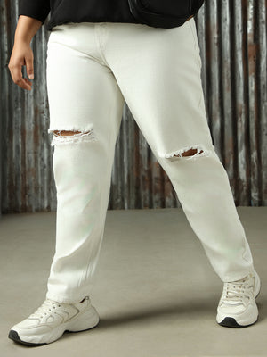 Women High-Rise Mom Fit Heavy Distress Jeans - High Star x Dennis Lingo