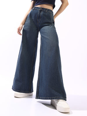 Women Comfort Wide Leg High-Rise Light Fade Jeans - High Star x Dennis Lingo