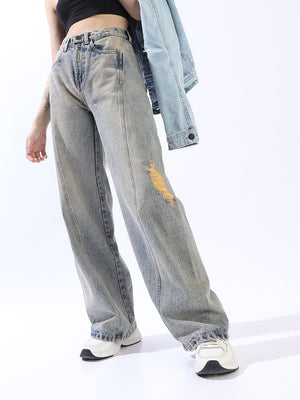 Comfort Wide Leg High-Rise Cotton Ripped Jeans - High Star x Dennis Lingo