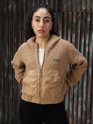 Sherpa Hooded Front-Open Crop Boxy Fit Sweatshirt - High Star x Dennis Lingo