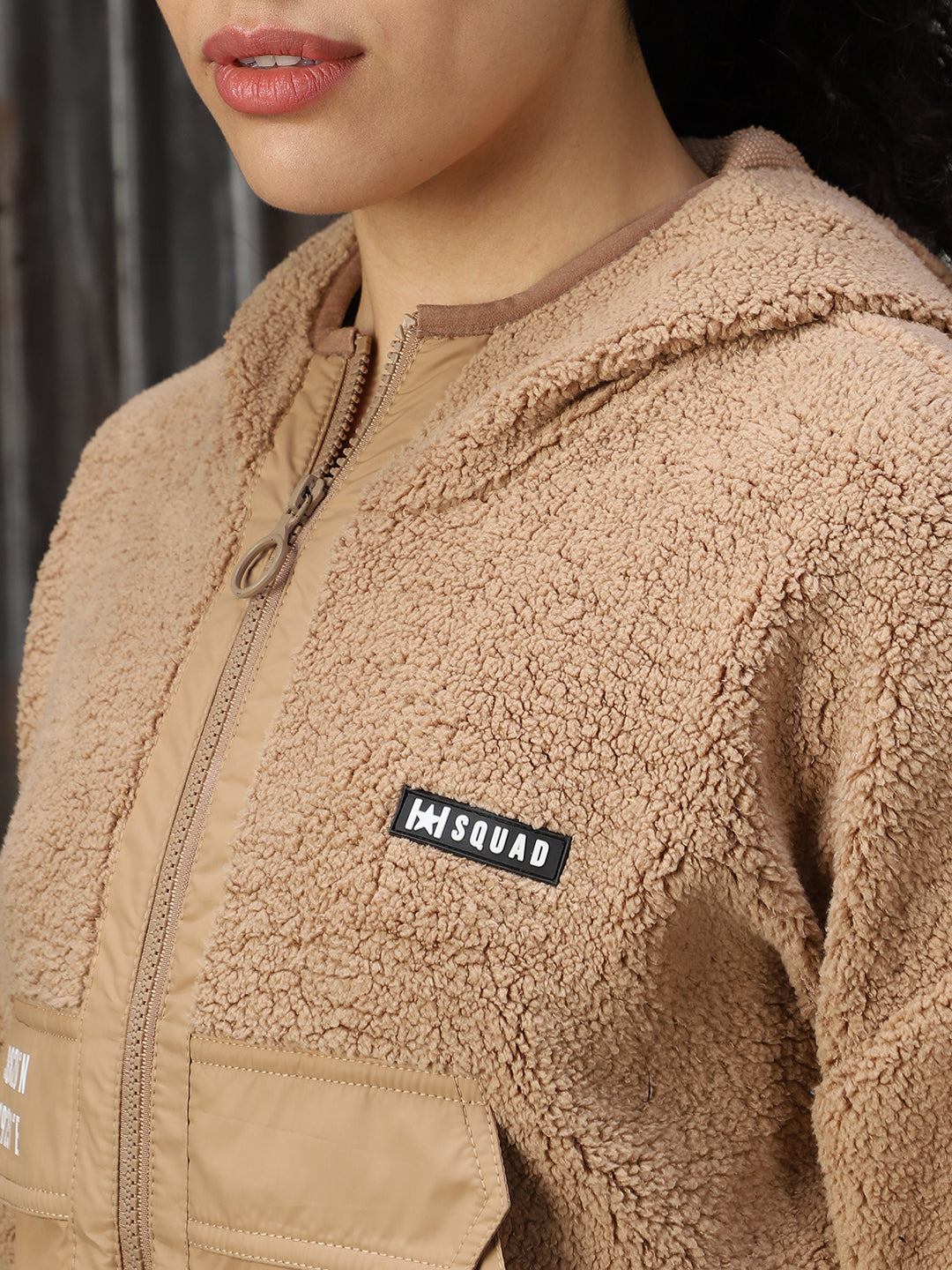 Sherpa Hooded Front-Open Crop Boxy Fit Sweatshirt - High Star x Dennis Lingo