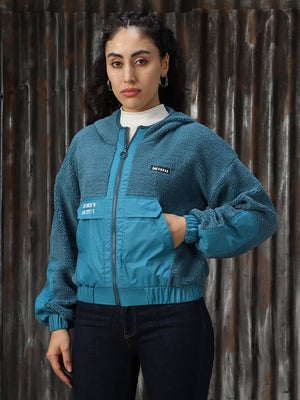 Sherpa Hooded Front-Open Crop Boxy Fit Sweatshirt - High Star x Dennis Lingo