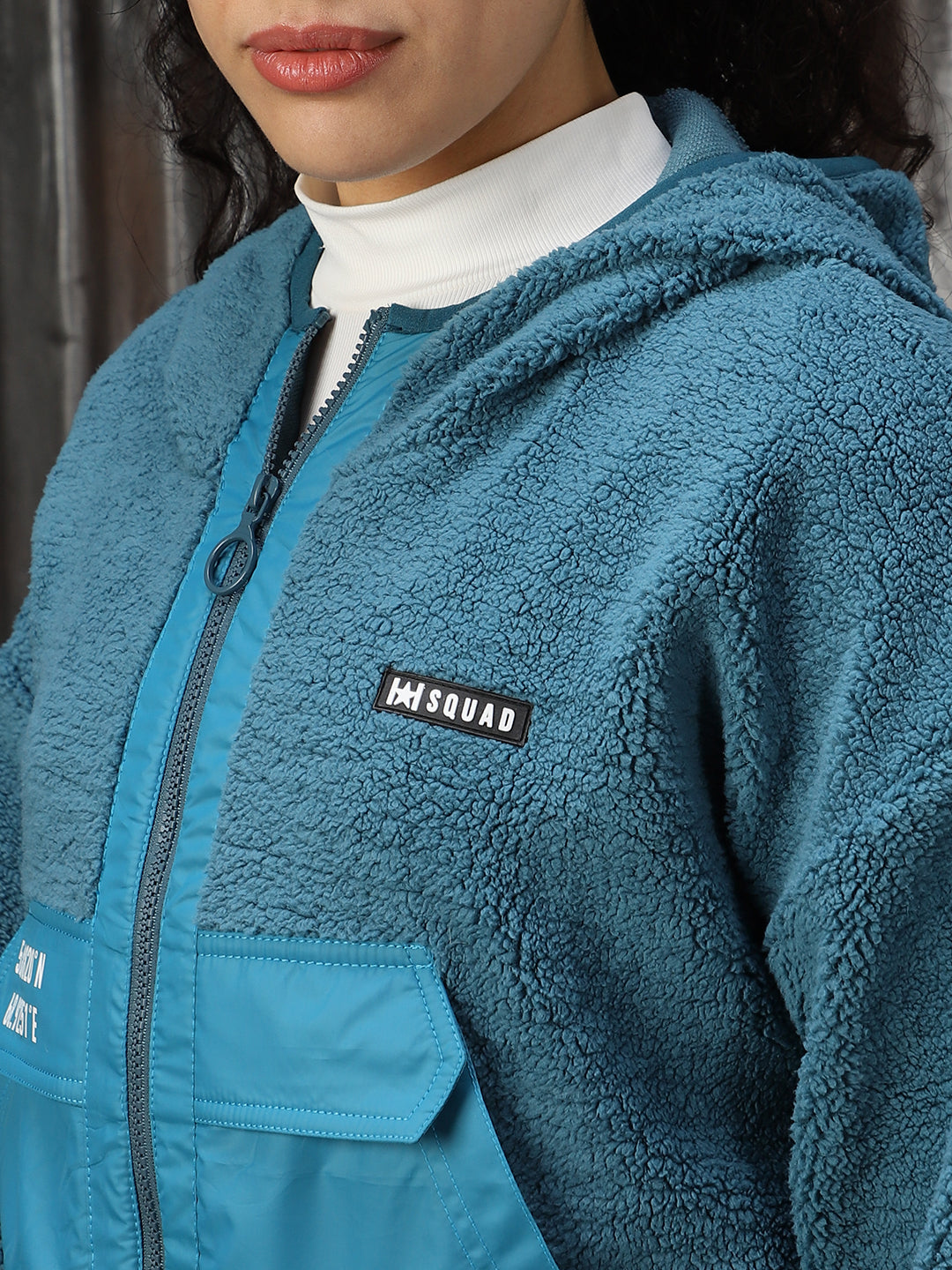 Sherpa Hooded Front-Open Crop Boxy Fit Sweatshirt - High Star x Dennis Lingo
