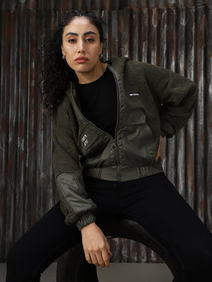 Sherpa Hooded Front-Open Crop Boxy Fit Sweatshirt - High Star x Dennis Lingo