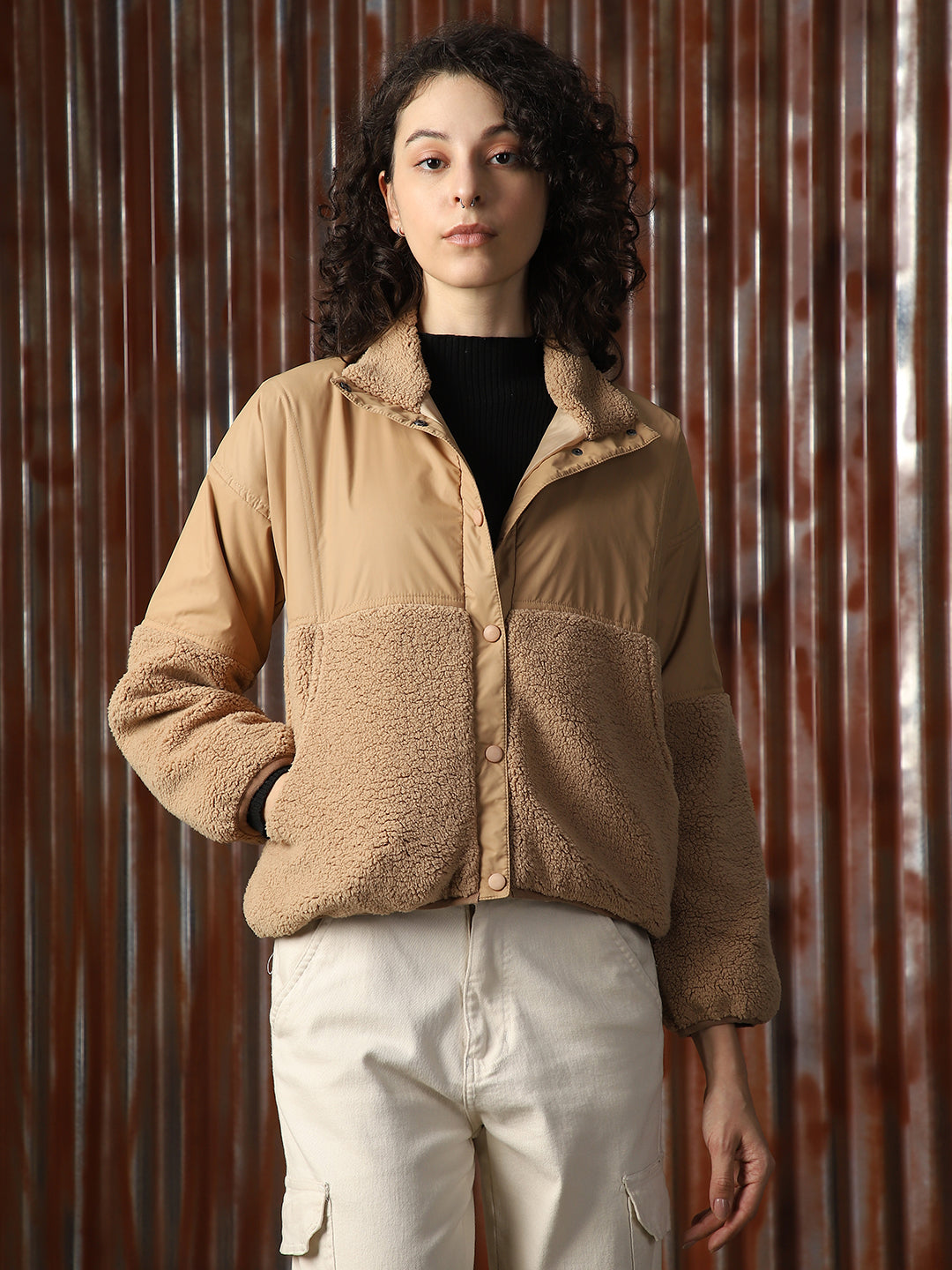 Sherpa Hooded Front-Open Oversize Fit Sweatshirt - High Star x Dennis Lingo