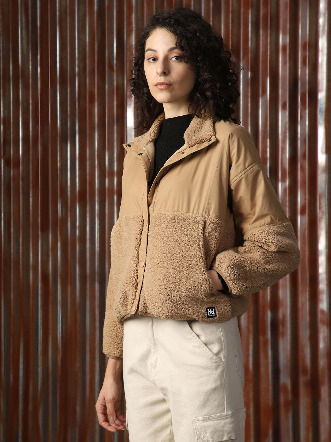 Sherpa Hooded Front-Open Oversize Fit Sweatshirt - High Star x Dennis Lingo