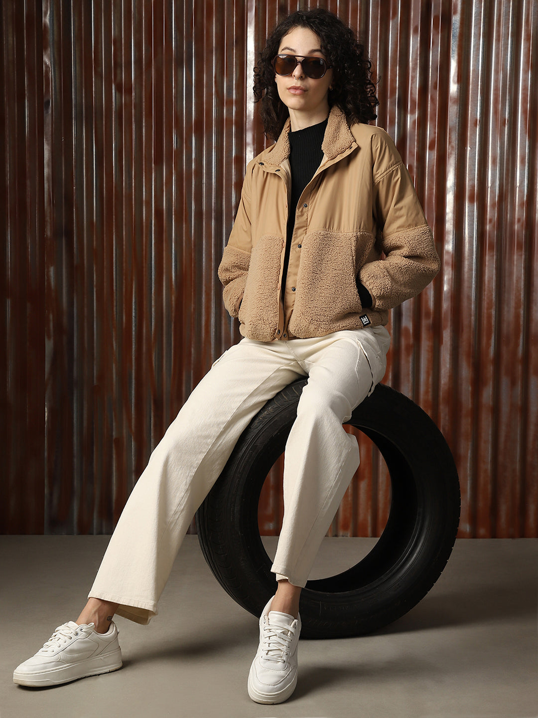 Sherpa Hooded Front-Open Oversize Fit Sweatshirt - High Star x Dennis Lingo