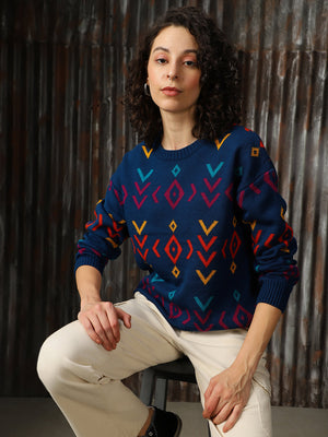 Abstract Pattern Round Neck Boxy Fit Pullover - High Star x Dennis Lingo