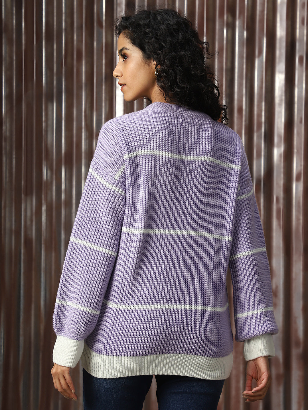 Striped Round Neck Long Sleeves Acrylic Pullover Sweaters - High Star x Dennis Lingo