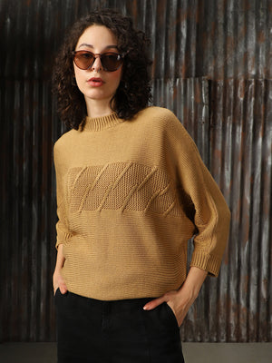 Women Kimono Sleevels Patterned Loose Fit Pullover