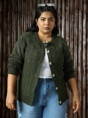 Women Cable Knit Cardigan