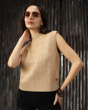 Women Cable Knit Sleeveless Sweater Vest
