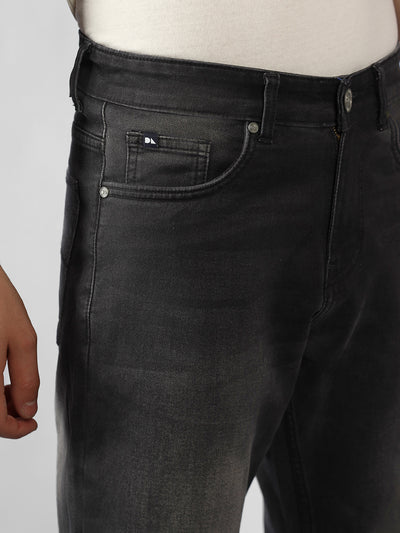Men's Grey Solid Straight Fit Jeans