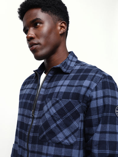 Men's Flannel Checks Spread Collar Relaxed Fit Casual Shirt