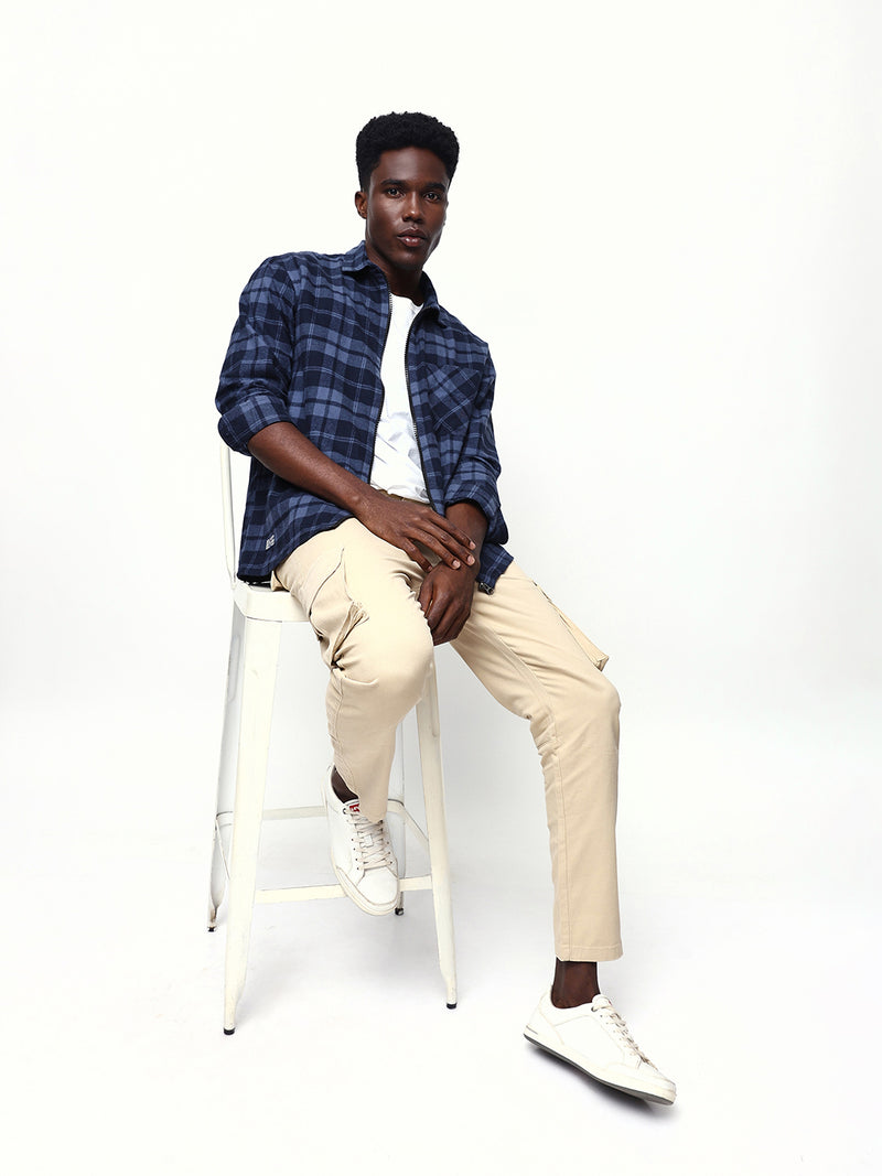 Men's Flannel Checks Spread Collar Relaxed Fit Casual Shirt
