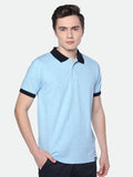 Dennis Lingo Men's Blue Printed Cotton Polo T-Shirt