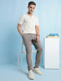 Men's Textured Polo Collar Half Sleeves Flat Knit T-shirt