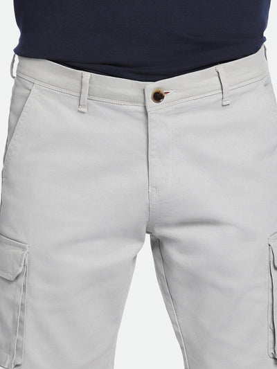 Men's Light Grey Solid Regular Fit Stretchable Shorts