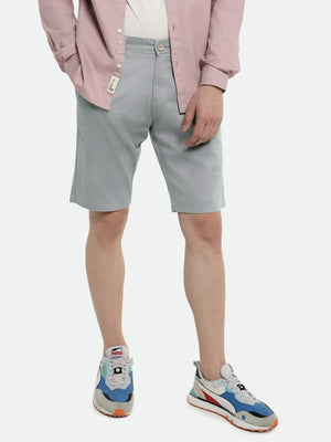 Men's Grey Solid Regular Fit Stretchable Shorts